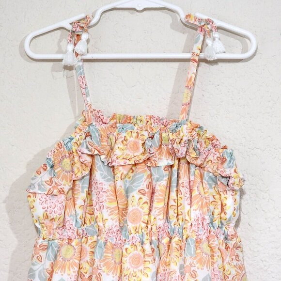Tommy Bahama Pastel Floral Sundress Elastic Empire Waist Lined Ruffles - Picture 2 of 5